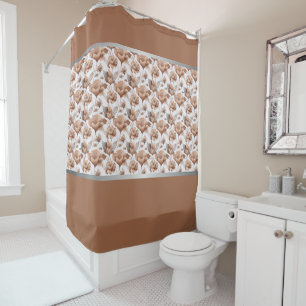Rideaux De Douche Abstrait floral en argile de pêche moderne