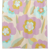 Rideaux De Douche Abstrait Floral Pastel Lilac Motif (Devant)