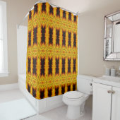 Rideaux De Douche Abstrait Jaune Et Motif Brown (En situation)
