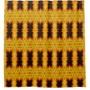 Rideaux De Douche Abstrait Jaune Et Motif Brown
