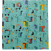 Rideaux De Douche Abstrait maya anciens visages motif 1 (Devant)