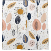 Rideaux De Douche Abstrait minimal boho pastel beige feuilles simple (Devant)