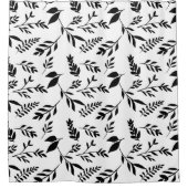 Rideaux De Douche Abstrait moderne Botaniques Noirs et Blancs Feuill (Devant)