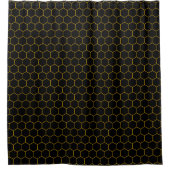 Rideaux De Douche Abstrait moderne motif de nid d'abeille noir jaune (Devant)