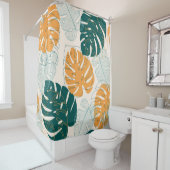 Rideaux De Douche Abstrait motif sans faille avec des feuilles tropi (En situation)