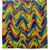 Rideaux De Douche Abstrait Multicolore Ondulé (Devant)