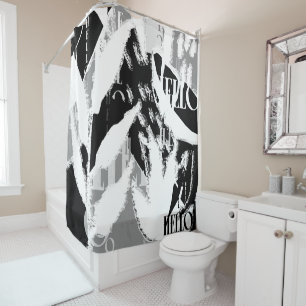 Rideaux De Douche Abstrait noir blanc gris