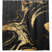 Rideaux De Douche Abstrait noir et or (Devant)