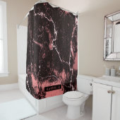 Rideaux De Douche Abstrait noir et rose (En situation)