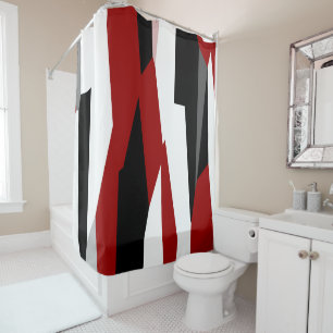Rideaux De Douche Abstrait noir, rouge et blanc