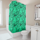 Rideaux De Douche Abstrait noir turquoise (En situation)