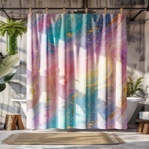 Rideaux De Douche Abstrait Pastel Parties scintillant Motif sans cou