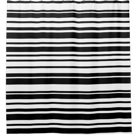Rideaux De Douche Abstrait rayé noir et blanc moderne (Devant)
