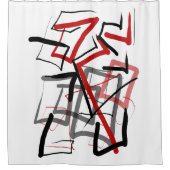 Rideaux De Douche abstrait rayé noir et rouge (Devant)