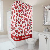 Rideaux De Douche Abstrait Red Love Hearts Couple Nom Valentine (En situation)