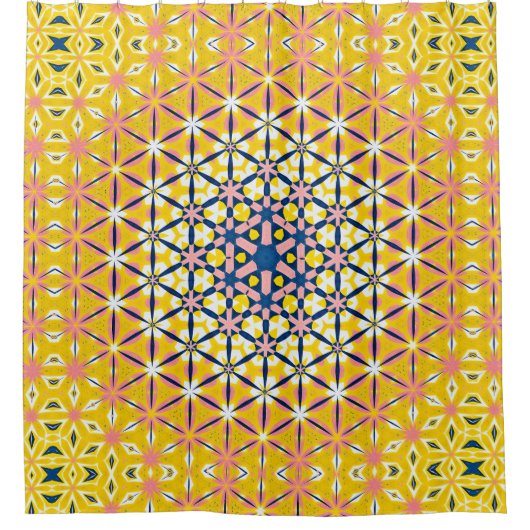 Rideaux De Douche Abstrait rose jaune floral (Devant)