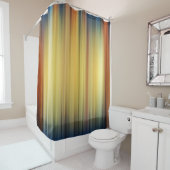 Rideaux De Douche Abstrait spectre de bandes Arrière - plan bleu or (En situation)