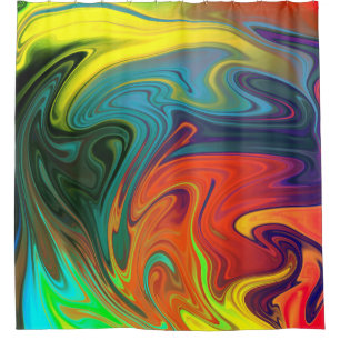 Rideaux De Douche Abstrait tendance néon orange rouge bleu jaune ver