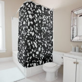 Rideaux De Douche Abstrait Terrazzo Mosaic Motif noir et blanc (En situation)