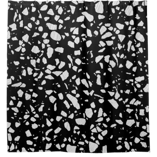 Rideaux De Douche Abstrait Terrazzo Mosaic Motif noir et blanc (Devant)