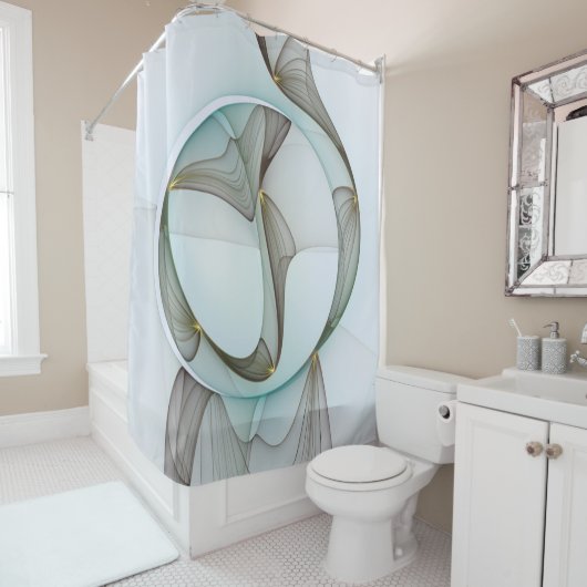 Rideaux De Douche Abstrait Turquoise Brown Gold Elegance (En situation)