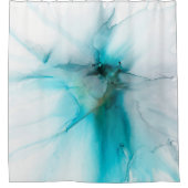 Rideaux De Douche Abstrait Turquoise, Smokey et Faux Gold (Devant)