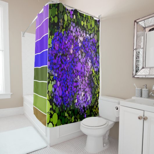 Rideaux De Douche Abstrait violet, bleu et vert (En situation)