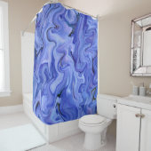 Rideaux De Douche Abstraite de soie bleue (En situation)