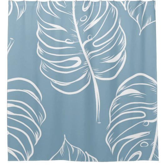 Rideaux De Douche Abstraite Feuille Tropicale : Verdure transparente (Devant)