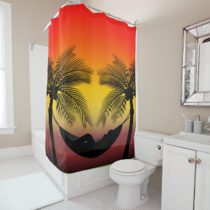 Rideaux De Douche Abstraite vie tropicale   Hammock Silhouette