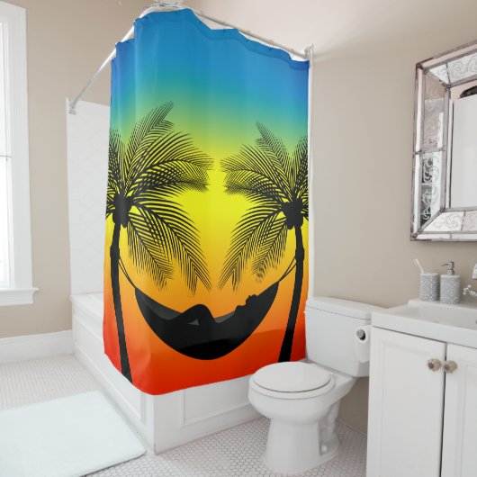 Rideaux De Douche Abstraite vie tropicale | Hammock Silhouette (En situation)