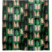 Rideaux De Douche Accent de bain tribal vert et or (Devant)