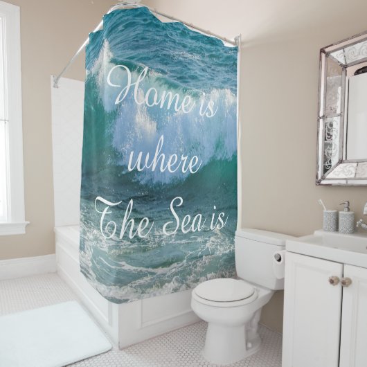 Rideaux De Douche Accueil est là où se trouve la mer, Citer une vagu (En situation)