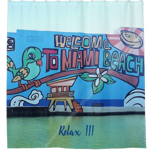 Rideaux De Douche Accueil personnalisé Miami Beach Floride Graffiti  (Devant)