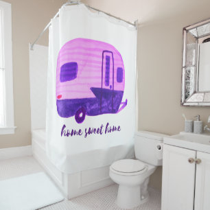 Rideaux De Douche Accueil Sweet Home Rétro RV Remorque Camper Aquare