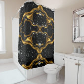 Rideaux De Douche Achempong Opulent Gold Black Monochrome Designer B (En situation)
