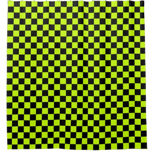 Rideaux De Douche Acid green black checkerboard pattern (Devant)
