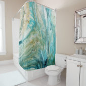 Rideaux De Douche Acrylique pour abstraite côte turquoise (En situation)