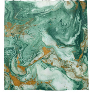 Rideaux De Douche Acrylique vert doré : art de la texture marbré.