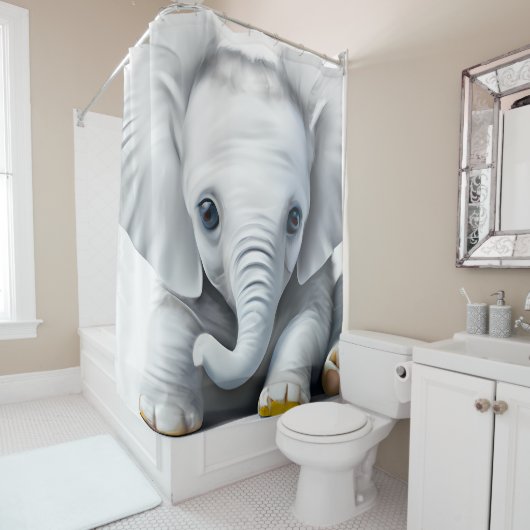Rideaux De Douche adorable Grey Baby Elephant (En situation)