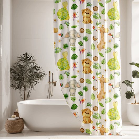 Rideaux De Douche Adorable Jungle Animaux Enfants