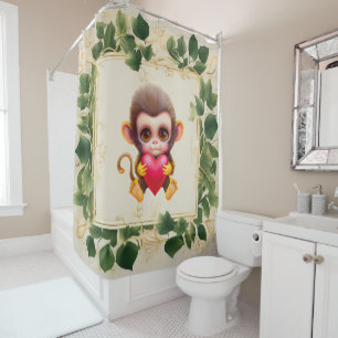 Rideaux De Douche Adorable Jungle Saint-Valentin Singe