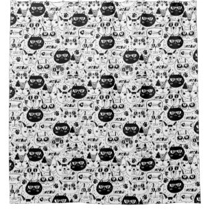 Rideaux De Douche Adorable Motif de chats Doodle