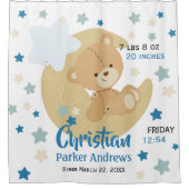 Rideaux De Douche Adorable Teddy Bear Baby Boy Stats de naissance (Devant)