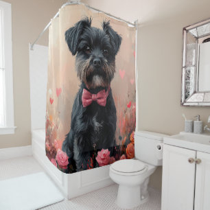 Rideaux De Douche Affenpinscher avec des roses - Saint-Valentin