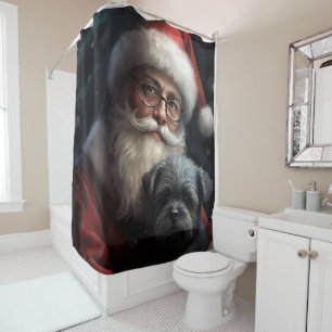 Rideaux De Douche Affenpinscher avec Noël Festif du Père Noël