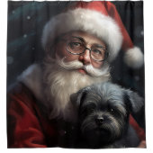 Rideaux De Douche Affenpinscher avec Noël Festif du Père Noël (Devant)