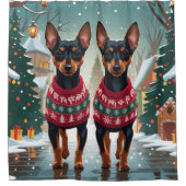 Rideaux De Douche Affenpinscher Dogs Christmas Snow Holiday (Devant)