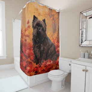 Rideaux De Douche Affenpinscher en automne Feuilles automne Inspiré