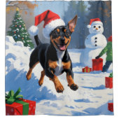 Rideaux De Douche Affenpinscher Festive de Noël Scène de neige (Devant)